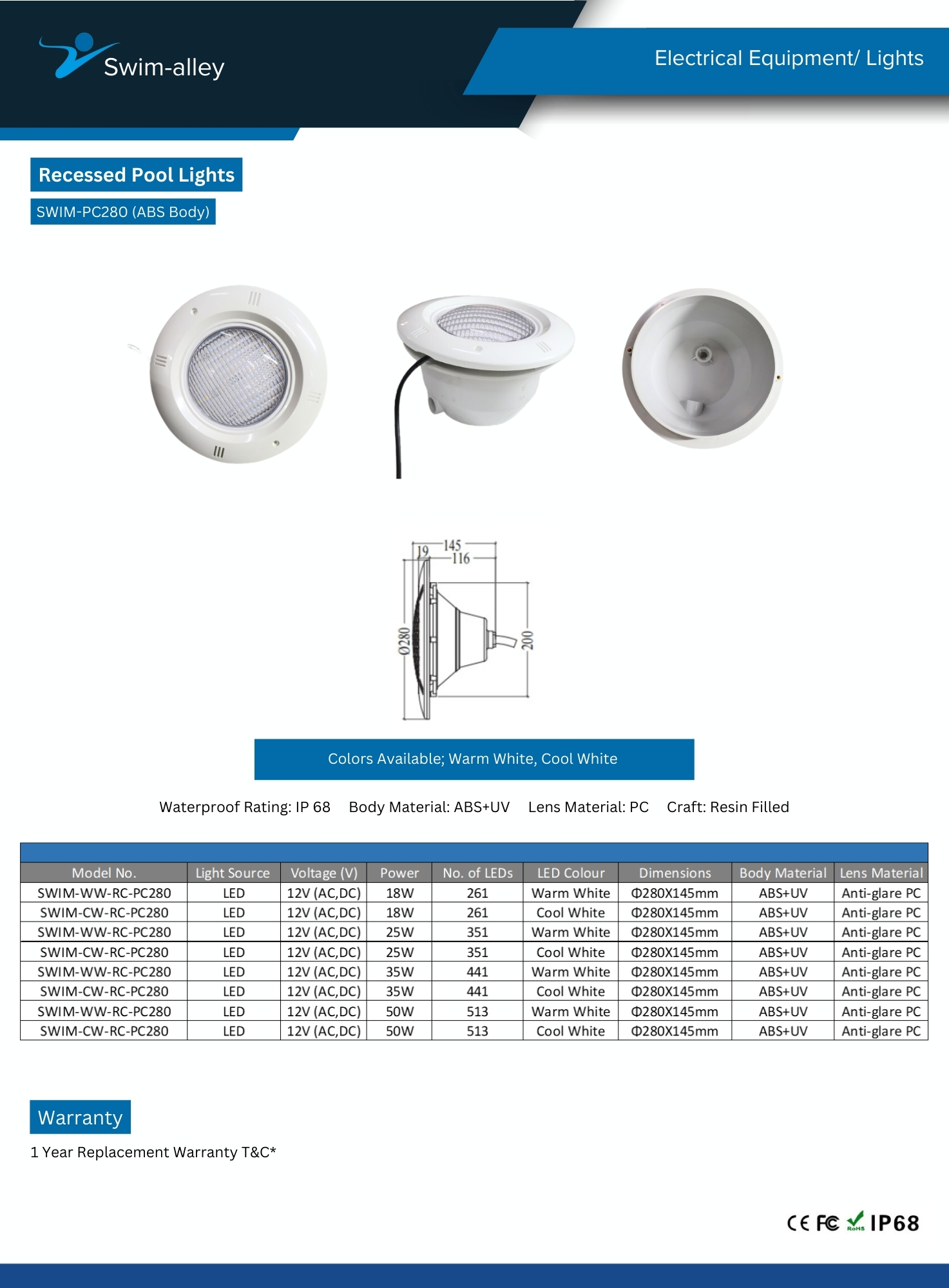 Recessed Pool Lights SWIM-PC280 (ABS Body) - Image 4
