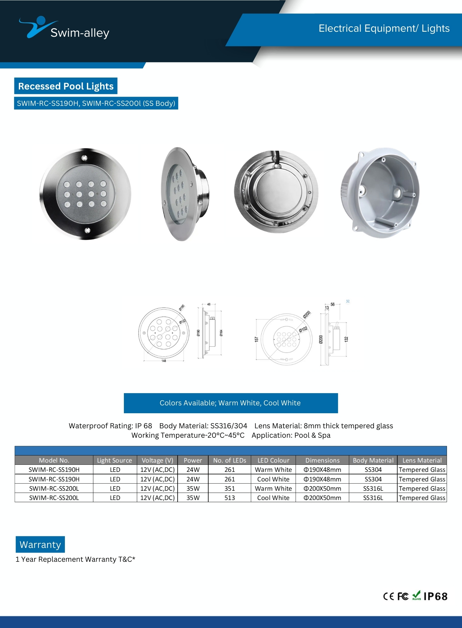 Recessed Lights SWIM-RC-SS190H, SWIM-RC-SS200l (ABS Body) - Image 5