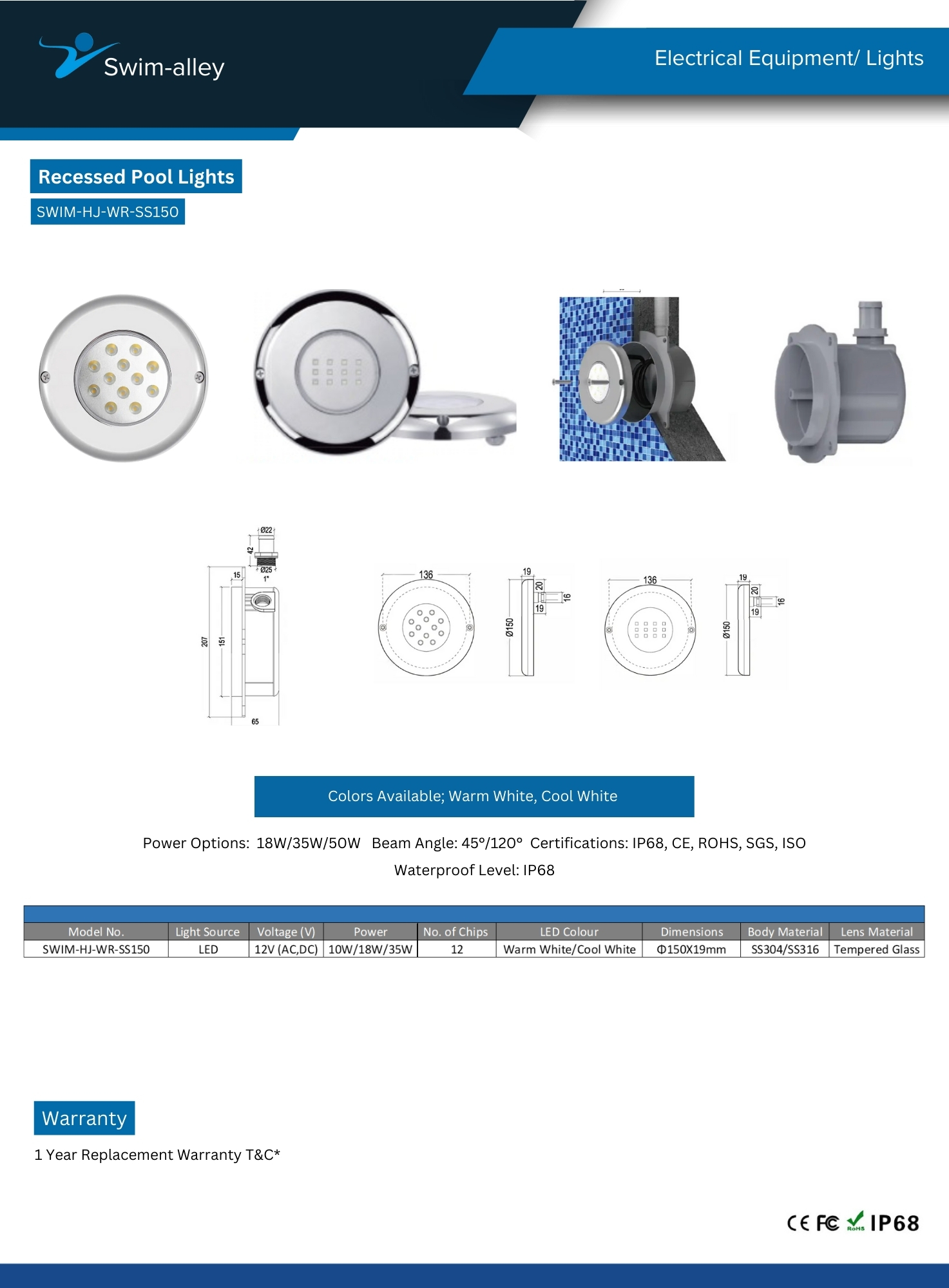 Recessed Lights SWIM-HJ-WR-SS150 - Image 6