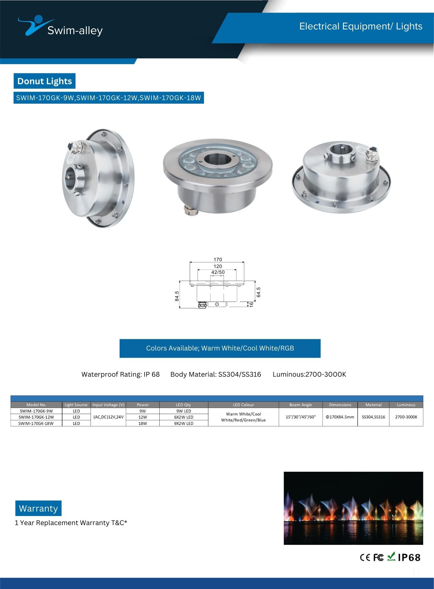Donut Lights SWIM-170GK-9W,SWIM-170GK-12W,SWIM-170GK-18W - Image 4