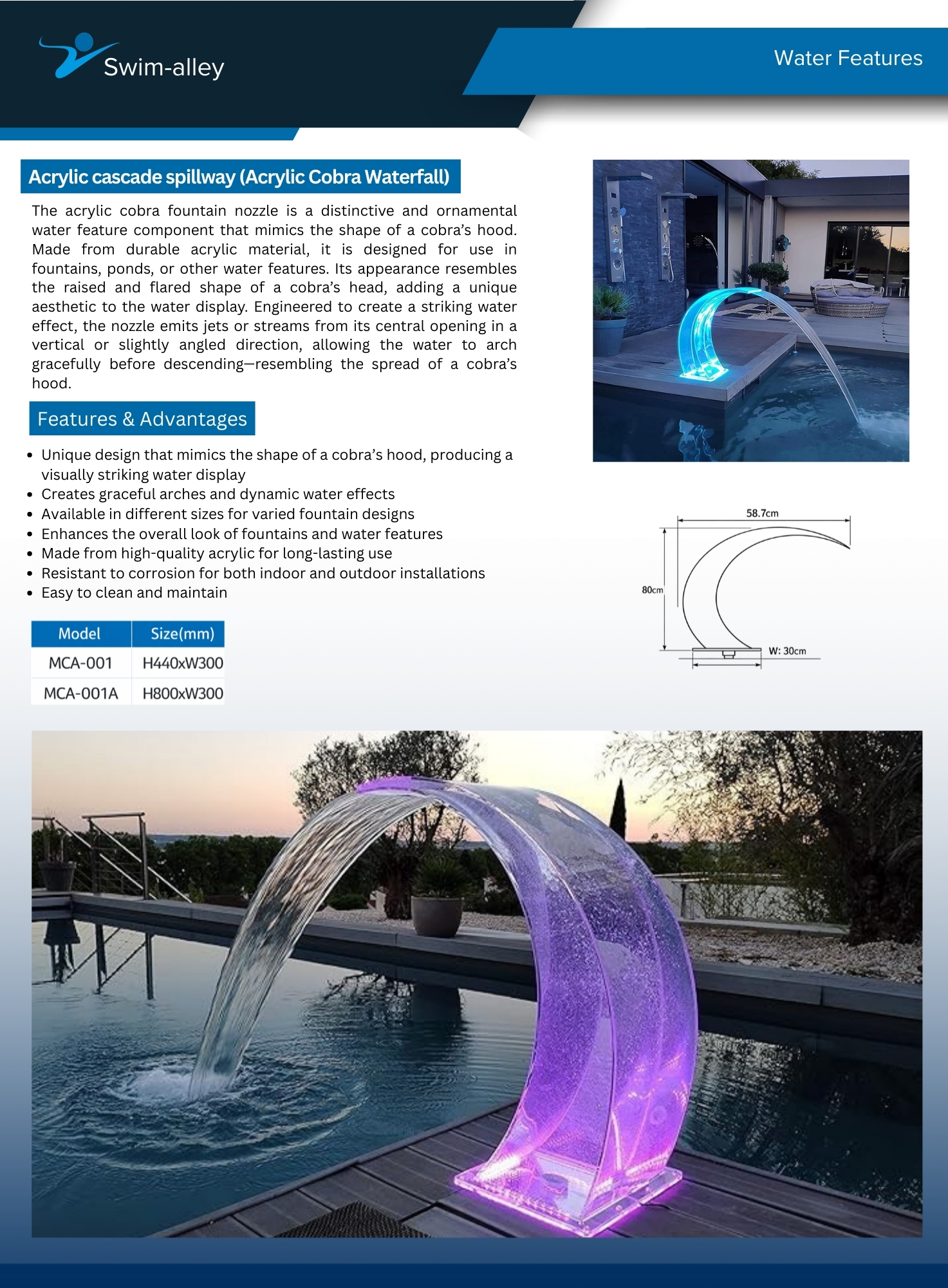 Acrylic cascade spillway (Acrylic Cobra Waterfall) - Image 2